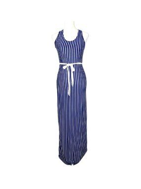 L.A. Class Blue & White Striped Sleeveless Maxi Dress - L. Rayon/Spandex blend